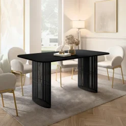 Tavolo da pranzo allungabile 160/236x90 cm industrial nero metallo nero Hexa