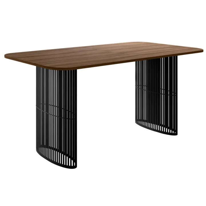 Tavolo da pranzo allungabile 160/236x90 cm industrial noce metallo nero Hexa