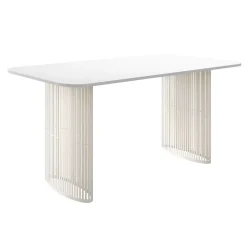 Tavolo da pranzo allungabile 160/236x90 cm industrial bianco metallo cashmere Hexa