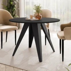 Tavolo da pranzo allungabile 100/138x100 cm rotondo industrial nero metallo nero Cortex