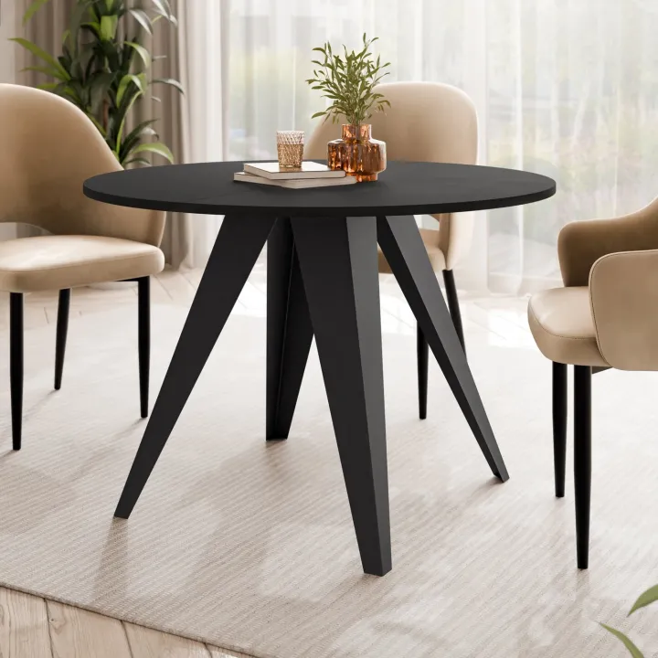 Tavolo da pranzo allungabile 100/138x100 cm rotondo industrial nero metallo nero Cortex