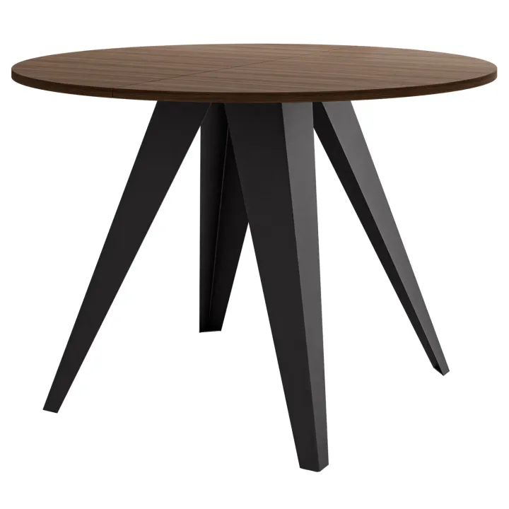 Tavolo da pranzo allungabile 100/138x100 cm rotondo industrial noce metallo nero Cortex