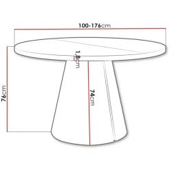Tavolo da pranzo allungabile 100/176x100 cm rotondo industrial nero metallo nero Grint
