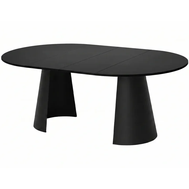 Tavolo da pranzo allungabile 100/176x100 cm rotondo industrial nero metallo nero Grint
