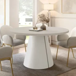 Tavolo da pranzo allungabile 100/176x100 cm rotondo industrial cashmere metallo cashmere Grint
