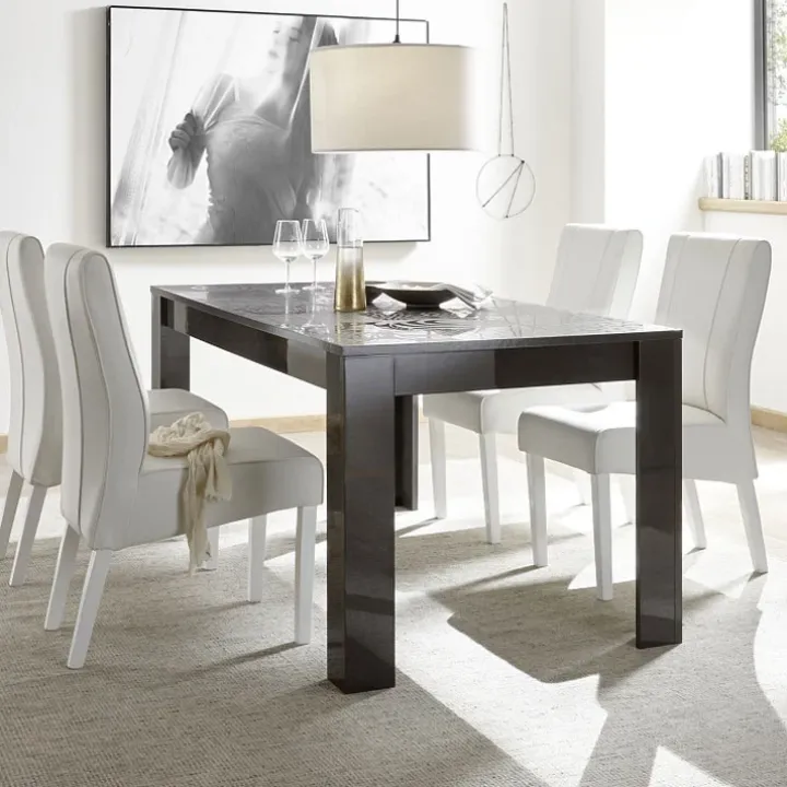 Tavolo da pranzo allungabile 137/185cm grigio laccato lucido Paradise