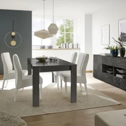 Tavolo da pranzo allungabile 137/185cm grigio laccato lucido Paradise