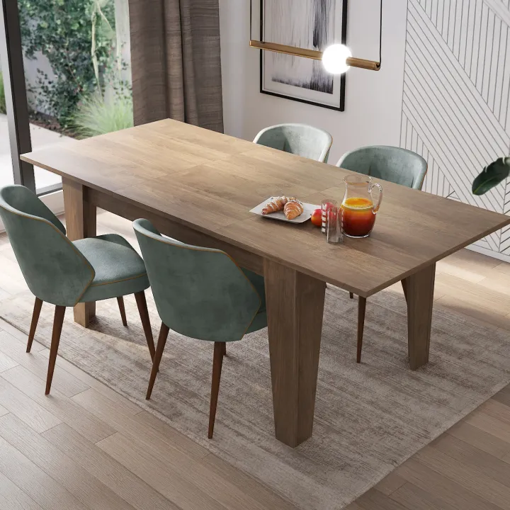 Tavolo da pranzo allungabile 140/200 cm moderno noce Orbis
