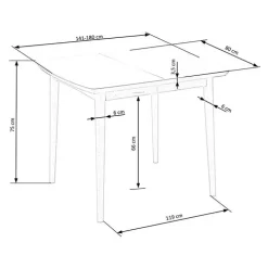 Tavolo da pranzo allungabile 90/190cm bianco opaco rovere Mostar