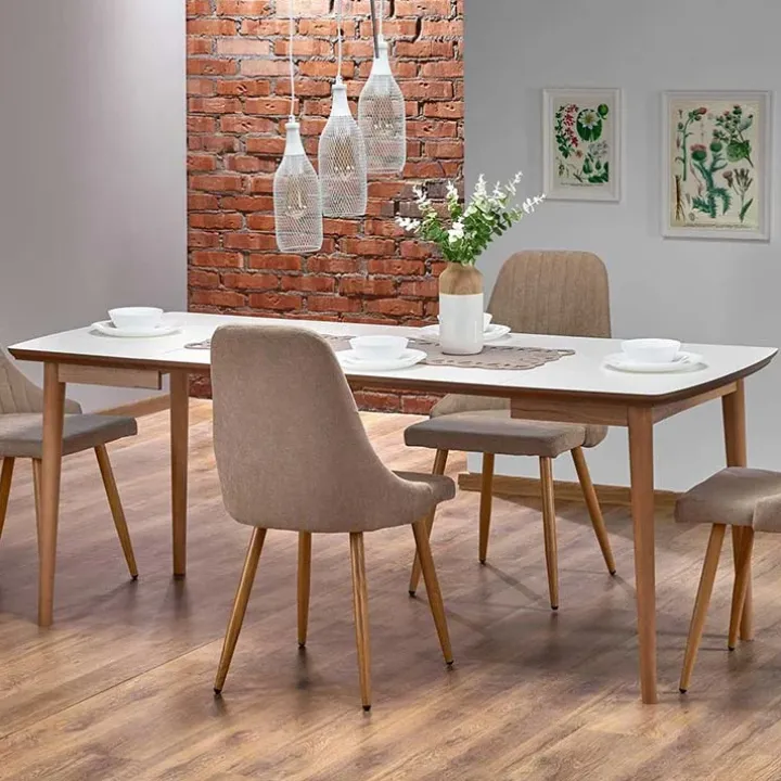 Tavolo da pranzo allungabile 90/190cm bianco opaco rovere Mostar