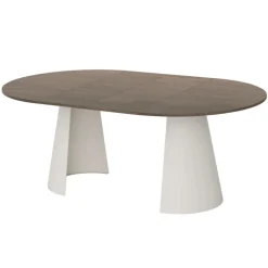 Tavolo da pranzo allungabile 100/176x100 cm rotondo industrial rovere scuro metallo cashmere Grint