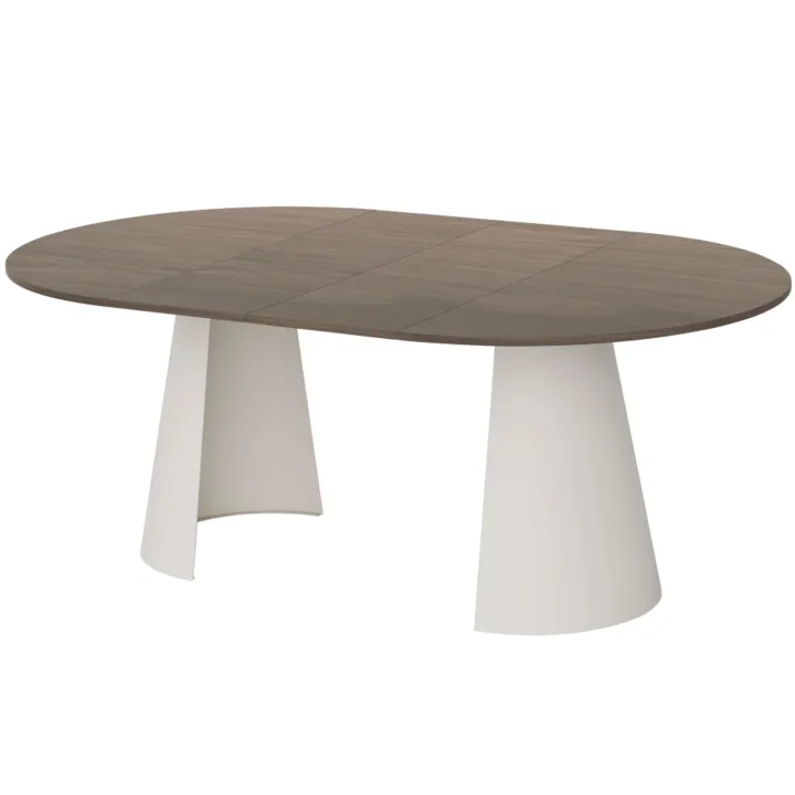 Tavolo da pranzo allungabile 100/176x100 cm rotondo industrial rovere scuro metallo cashmere Grint