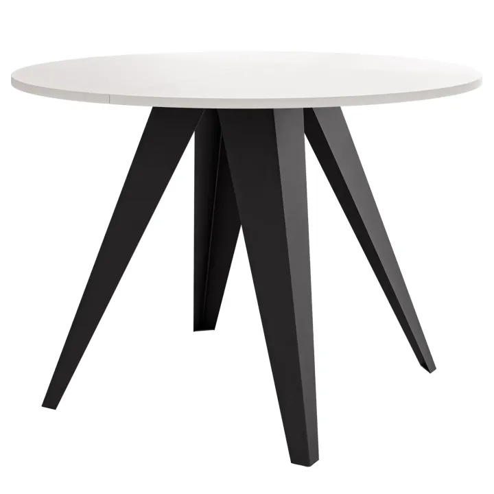 Tavolo da pranzo allungabile 100/138x100 cm rotondo industrial bianco metallo nero Cortex