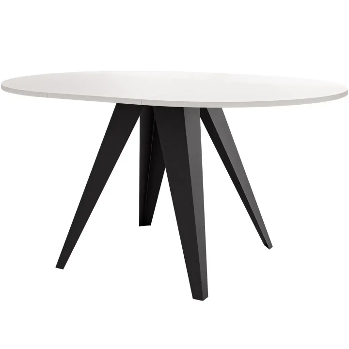 Tavolo da pranzo allungabile 100/138x100 cm rotondo industrial bianco metallo nero Cortex