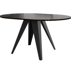 Tavolo da pranzo allungabile 100/138x100 cm rotondo industrial effetto marmo nero metallo nero Cortex