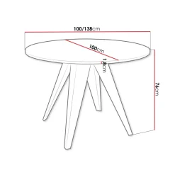 Tavolo da pranzo allungabile 100/138x100 cm rotondo industrial rovere metallo nero Cortex