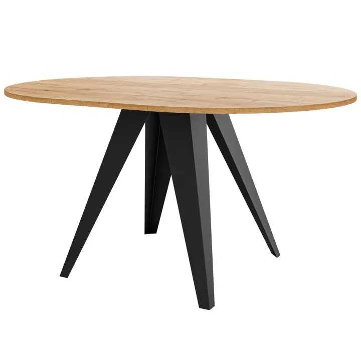 Tavolo da pranzo allungabile 100/138x100 cm rotondo industrial rovere metallo nero Cortex
