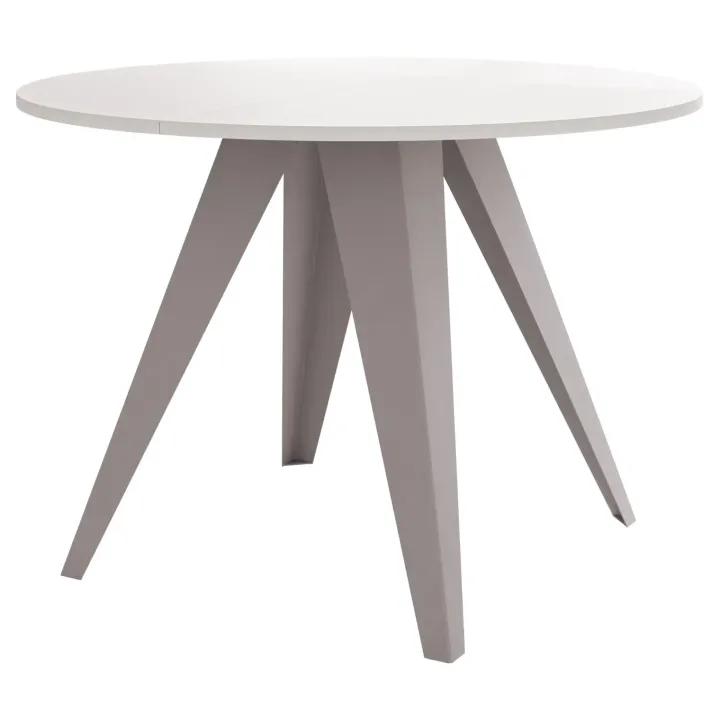 Tavolo da pranzo allungabile 100/138x100 cm rotondo industrial bianco metallo cashmere Cortex