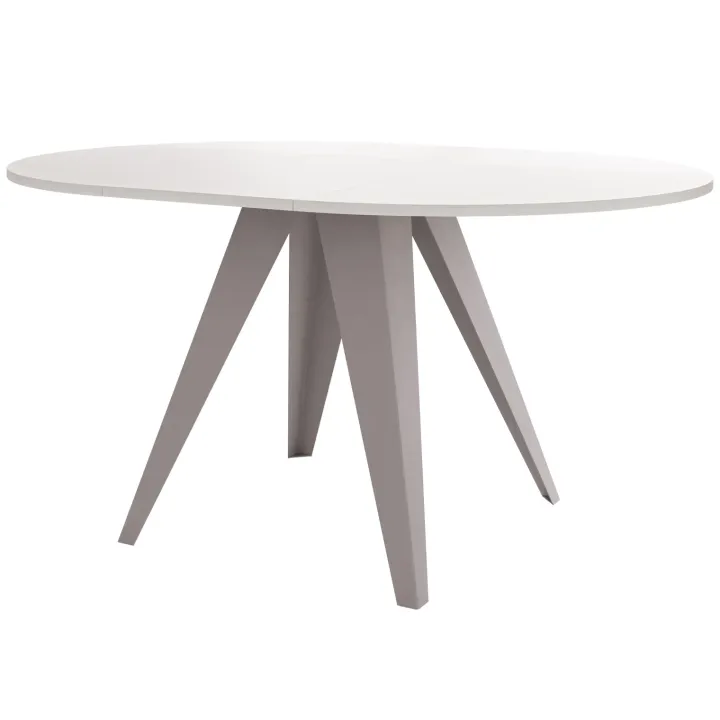Tavolo da pranzo allungabile 100/138x100 cm rotondo industrial bianco metallo cashmere Cortex