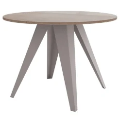 Tavolo da pranzo allungabile 100/138x100 cm rotondo industrial rovere scuro metallo cashmere Cortex