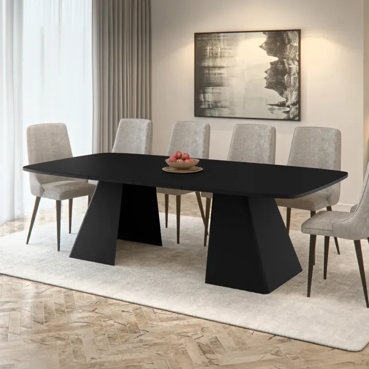 Tavolo da pranzo allungabile 180/256x110cm industrial nero metallo nero Rail