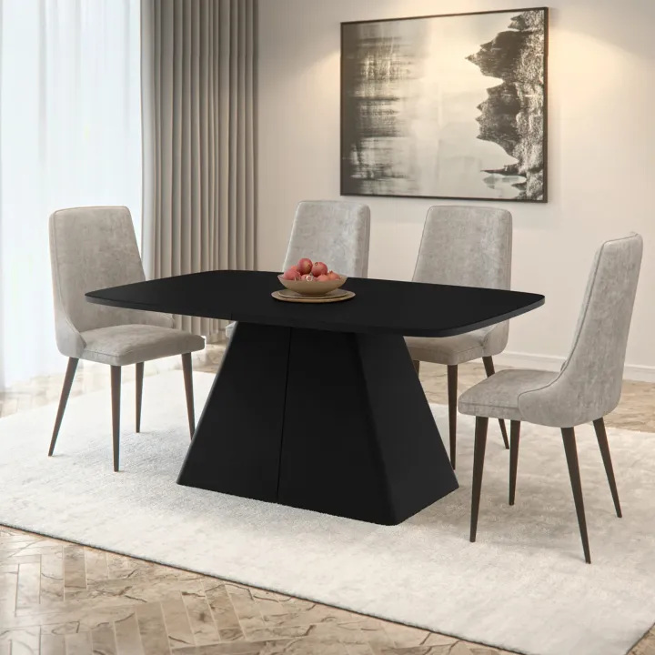 Tavolo da pranzo allungabile 180/256x110cm industrial nero metallo nero Rail