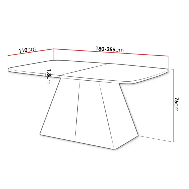 Tavolo da pranzo allungabile 180/256x110cm industrial rovere metallo nero Rail