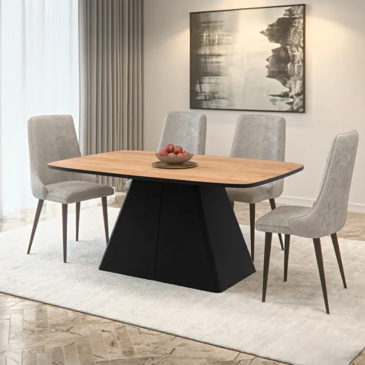Tavolo da pranzo allungabile 180/256x110cm industrial rovere metallo nero Rail
