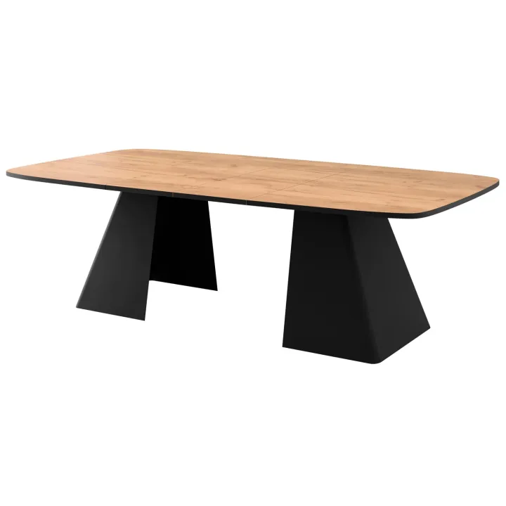 Tavolo da pranzo allungabile 180/256x110cm industrial rovere metallo nero Rail