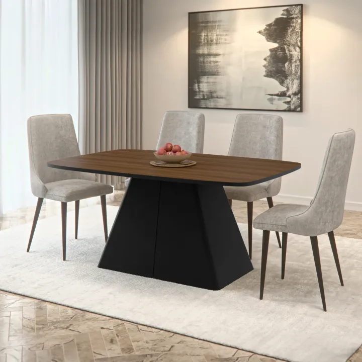 Tavolo da pranzo allungabile 180/256x110cm industrial noce metallo nero Rail
