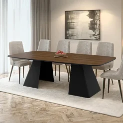 Tavolo da pranzo allungabile 180/256x110cm industrial noce metallo nero Rail