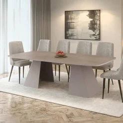 Tavolo da pranzo allungabile 180/256x110cm industrial rovere scuro metallo cashmere Rail