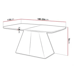 Tavolo da pranzo allungabile 180/256x110cm industrial effetto marmo bianco metallo cashmere Rail