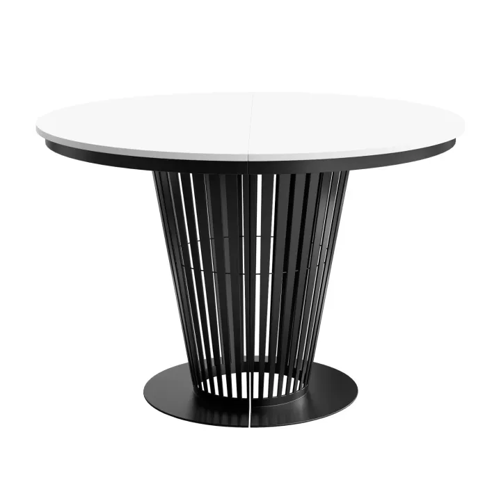 Tavolo da pranzo allungabile 100/176x100 cm rotondo industrial bianco metallo nero Monox