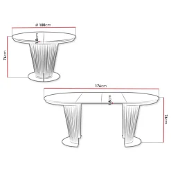 Tavolo da pranzo allungabile 100/176x100 cm rotondo industrial nero metallo nero Monox