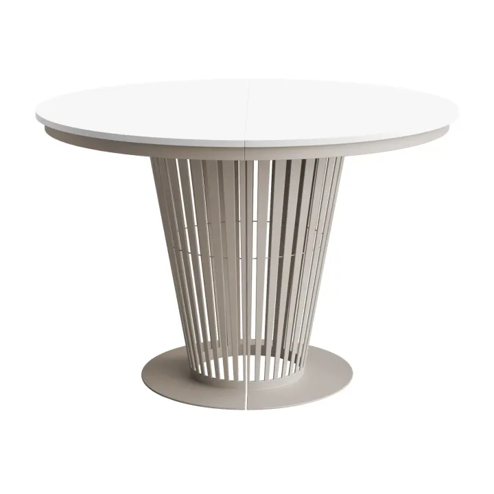 Tavolo da pranzo allungabile 100/176x100 cm rotondo industrial bianco metallo cashmere Monox