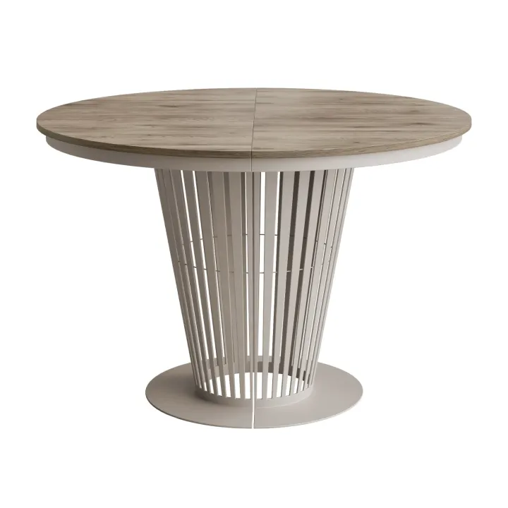 Tavolo da pranzo allungabile 100/176x100 cm rotondo industrial rovere scuro metallo cashmere Monox