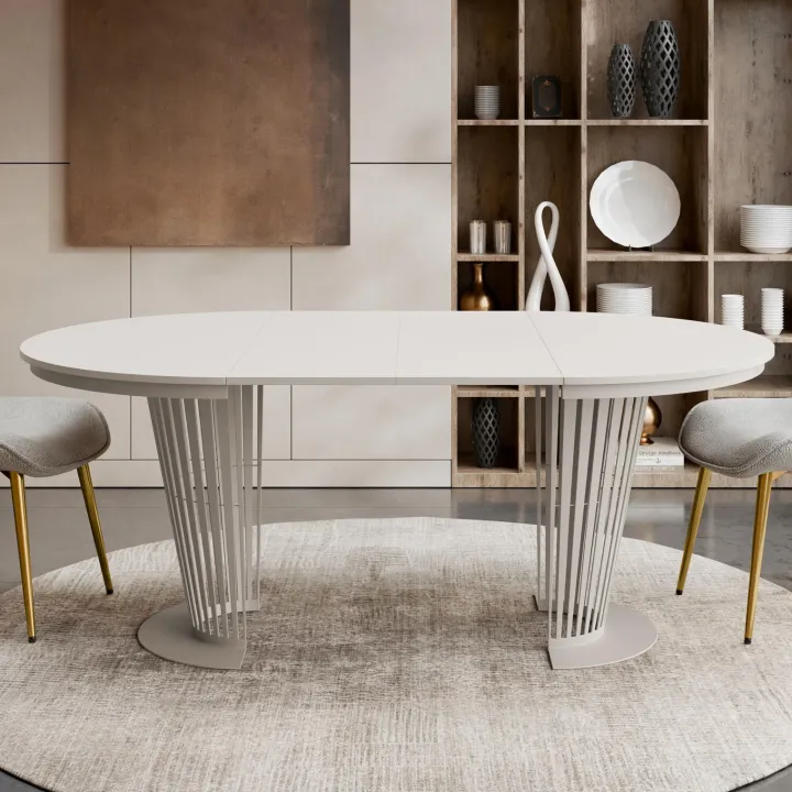 Tavolo da pranzo allungabile 100/176x100 cm rotondo industrial cashmere metallo cashmere Monox