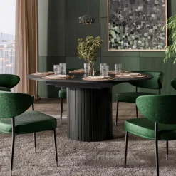 Tavolo da pranzo 120/160 cm ovale allungabile nero opaco Selene