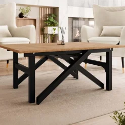 Tavolo da pranzo e da salotto 2 in 1 trasformabile 100/180x70cm rovere nero Xenon
