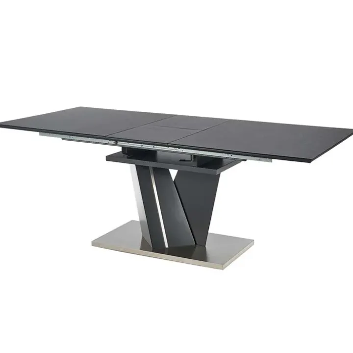 Tavolo in vetro allungabile moderno 160/200cm grigio scuro Curtis