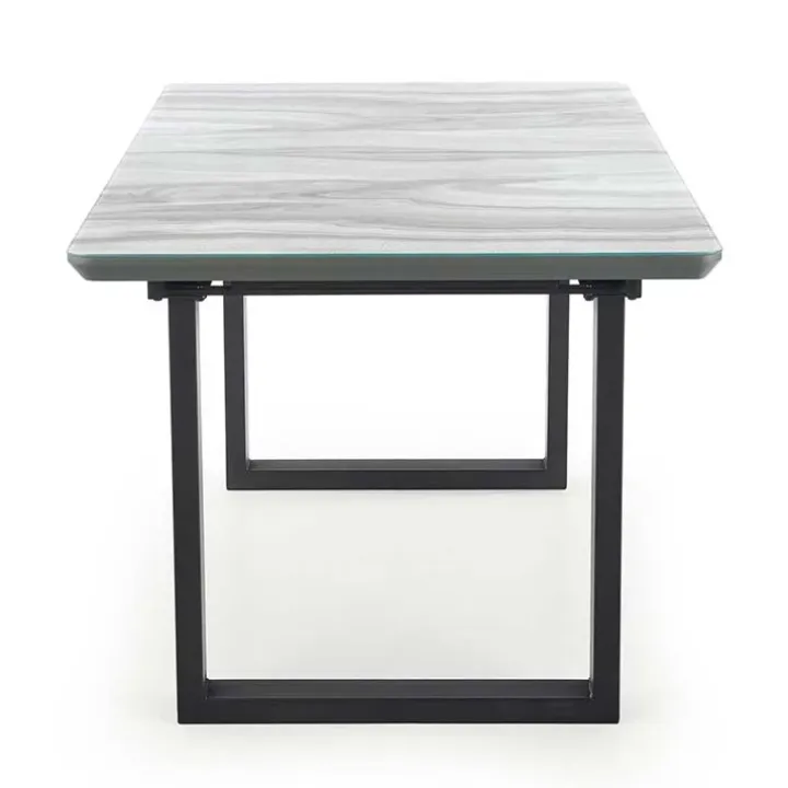 Tavolo in vetro 160/200cm allungabile marmo bianco grigio Jeff