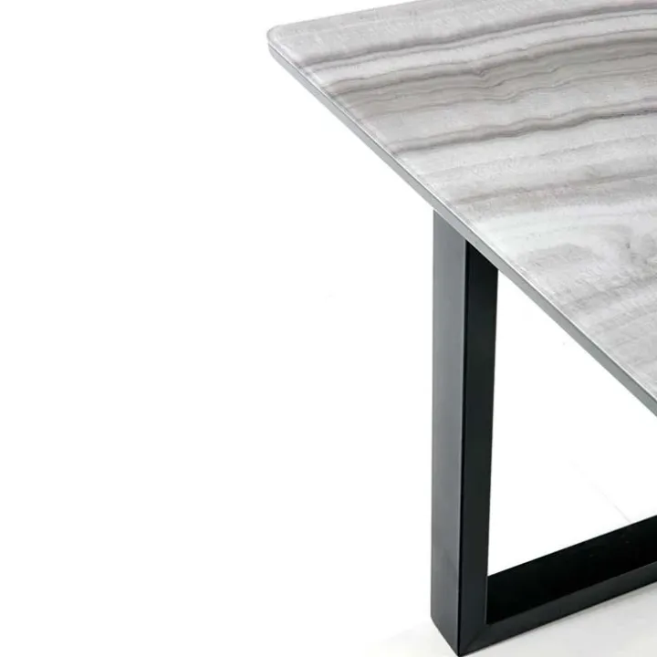 Tavolo in vetro 160/200cm allungabile marmo bianco grigio Jeff