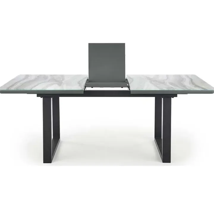 Tavolo in vetro 160/200cm allungabile marmo bianco grigio Jeff