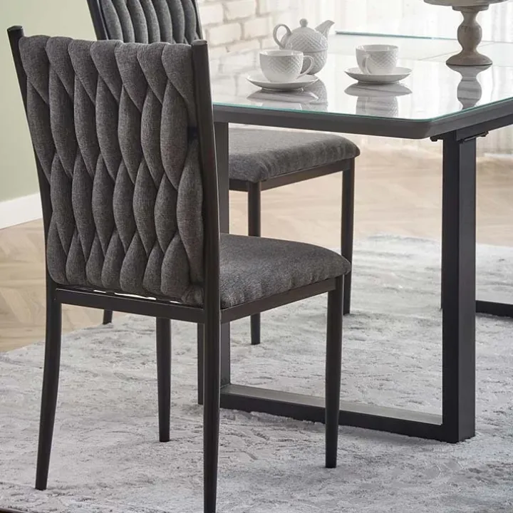 Tavolo in vetro 160/200cm allungabile marmo bianco grigio Jeff