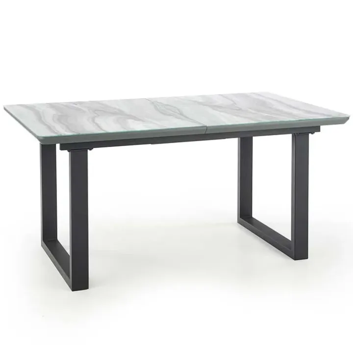 Tavolo in vetro 160/200cm allungabile marmo bianco grigio Jeff