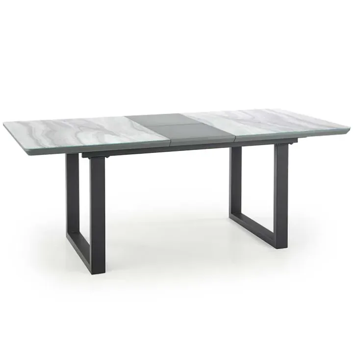 Tavolo in vetro 160/200cm allungabile marmo bianco grigio Jeff