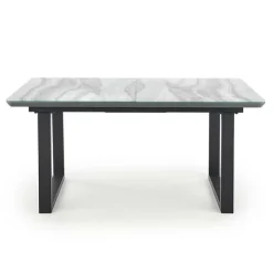 Tavolo in vetro 160/200cm allungabile marmo bianco grigio Jeff
