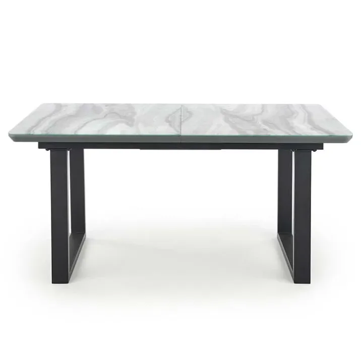 Tavolo in vetro 160/200cm allungabile marmo bianco grigio Jeff