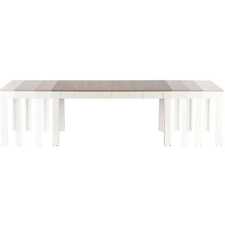 Tavolo 130/170x80cm da pranzo allungabile moderno bianco acciaio Gubbio